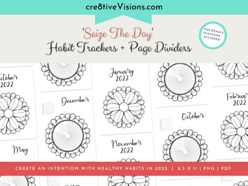 'Seize The Day' Habit Trackers + Page Dividers